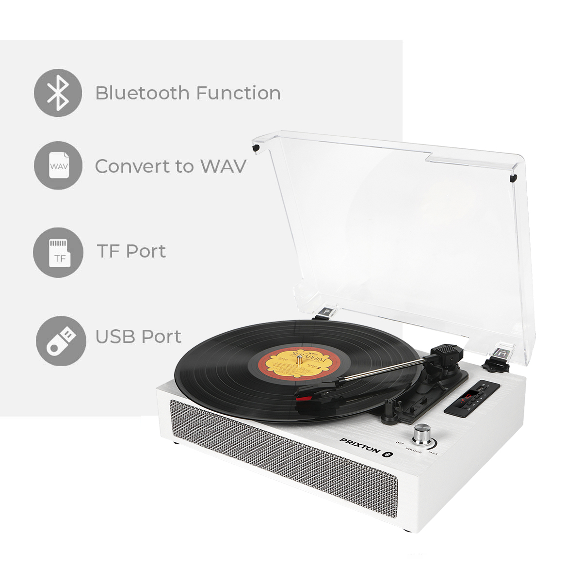 Tocadiscos Bluetooth Studio Deluxe Prixton Reproductor Y Convertidor De  Vinilos - Blanco con Ofertas en Carrefour